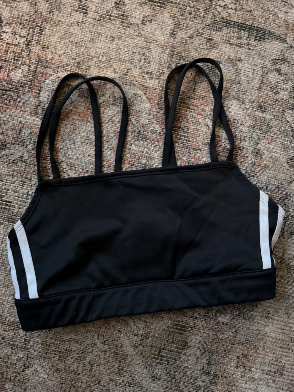 adidas Black Sports Bra with White Side Stripes